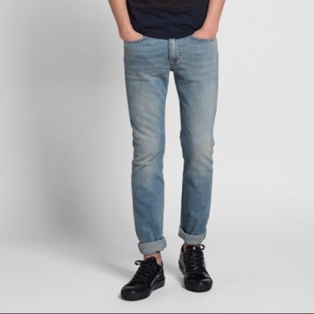 Acne Studio Ace Dirty Light Mid Vintage Wash Denim Skinny Jeans 32 x 32
